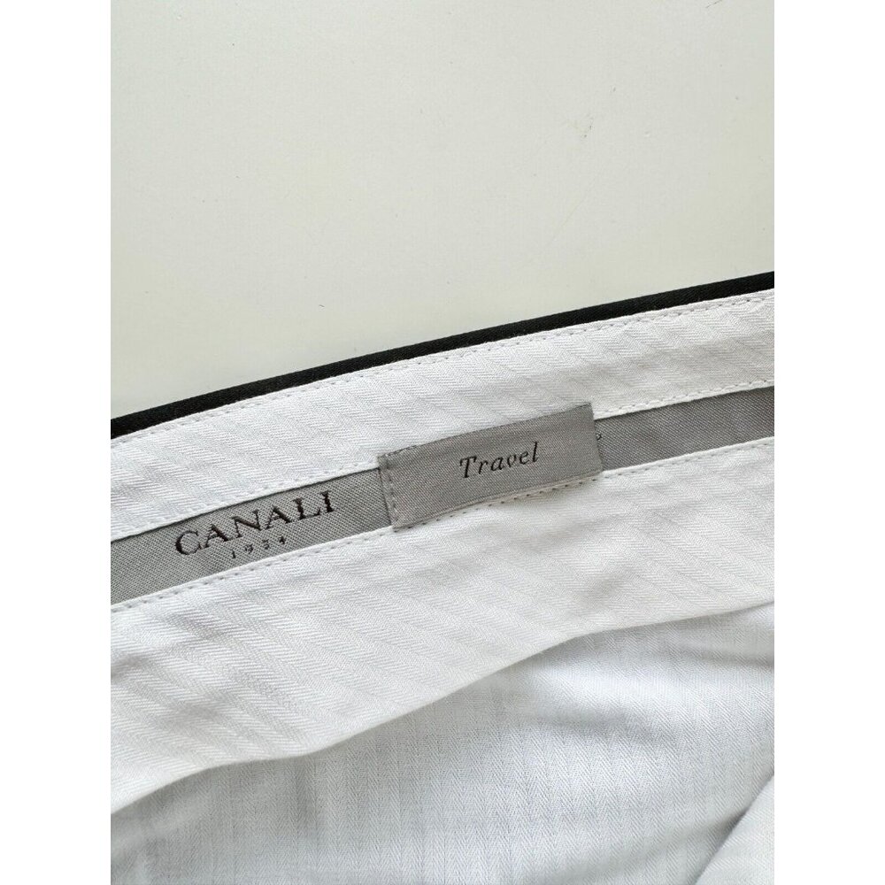 NWOT Men's CANALI Black Travel Wool Mohair Satin-Trimmed Tuxedo Pants, Size 46R - Picture 13 of 16
